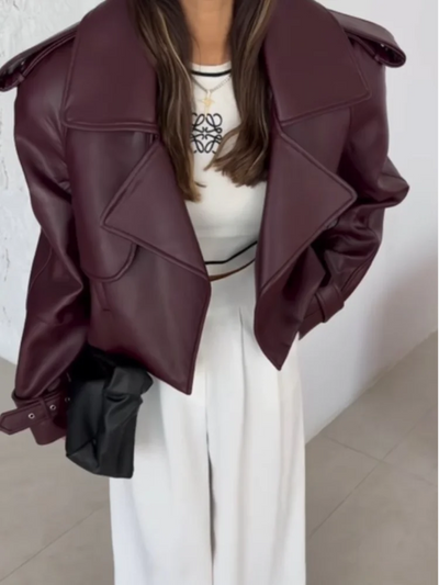 Lehmann Modehaus | Chic cropped lederjacke damen mit revers