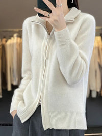 Zina | Kaschmir-Pullover mit Reißverschluss – Weiß