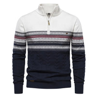 Herren Retro Half-Zip Pullover – Weiß
