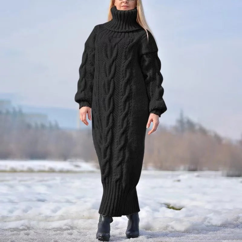 Lunelor | Lässiges Strickkleid mit Rollkragen für Winter