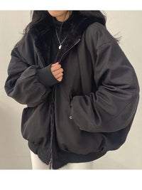 Damen-Winterjacke mit langem ärmelschnitt | Wintertauglich – Schwarz