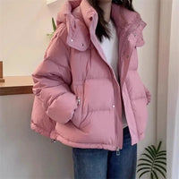 Reimora | Damen Kapuzen Pufferjacke aus Baumwolle Dick und Warm für Petite – Rosa