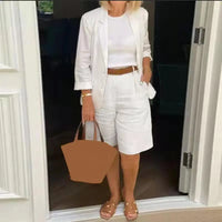 Zariah - Luxuriöses Blazer- und Shorts-Set – Weiß