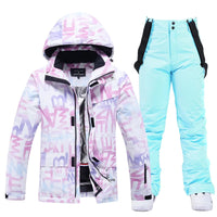 Damen Skianzug | Zweiteiliges Winterset für Outdoor-Einsatz – Lila / Blau