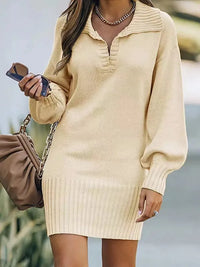Zarica | Lässiges Strickkleid mit Umlegekragen und langen Ärmeln – Zeitlose Eleganz und Komfort – Style 3