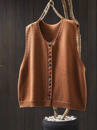 Rosalie | Strickweste mit Knöpfen – Orange