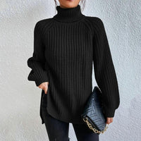 Damen Rollkragenpullover mit Lockerer Passform | Langarm – Schwarz