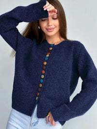 Victoria | Eleganter Damen Cardigan mit dekorativen Knöpfen – Marine