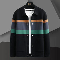 GERBICH - STRICKJACKE MIT STREIFEN UND KNÖPFEN – Schwarz