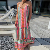 Damen Bedruckt Maxi Sommerkleid – Rosa
