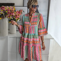 Wayne™ - Artisan Leinen-Baumwoll-Wochenendkleid – Mehrfarbig