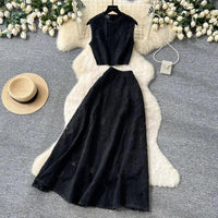 Alessa™ Set aus Floralbesticktem Tüll mit Zarter Eleganz – Schwarz