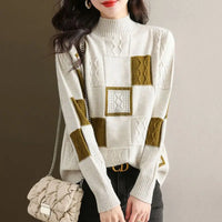 NORMA - STRICKPULLOVER MIT MOSAIKDESIGN – Beige