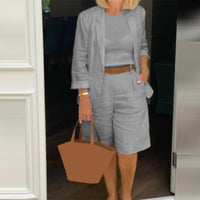Zariah - Luxuriöses Blazer- und Shorts-Set – Grau