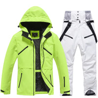 Unisex Winter Skianzug | Zweiteiliges Set – Gelbgrün / Weiß