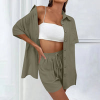Lucia | Bequemes, lockeres Top und lässiges Short-Set – Oliv