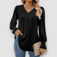 Zara | Elegante lockere Chiffonbluse – Schwarz