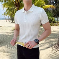 Alexander | Spitzer Kragen Slim-Fit Poloshirt – Weiß