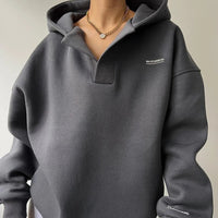 Damen Übergroß Kapuzenpullover | Tropfen Schulter – Grau