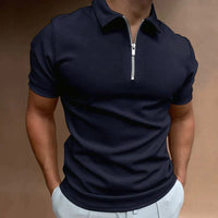 JAXON - Polo T-Shirt mit Reißverschluss – Blau