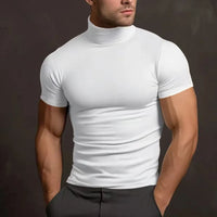 T-Shirt für Herren - Muskelfit T-Shirt mit hohem Kragen für die Sommerzeit – Weiß