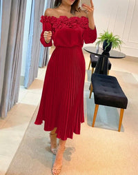 Aria | Atemberaubendes Off-Shoulder Maxikleid – Rot