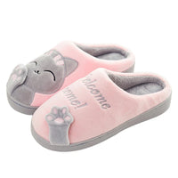 Damen Hausschuhe mit Katzen-Design | Weich und Warme – Rosa / Grau 1