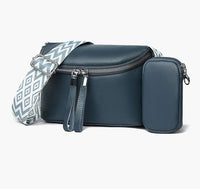 Nina | Finsläpad PU Leder-Umhängetasche – Blau