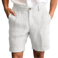 Calen - Schmal geschnittene Leinen-Shorts – Weiß