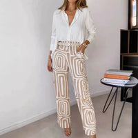 Marlene | Stilvolles Damen Set aus Bluse & Hose – Khaki