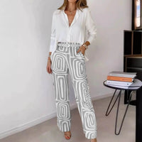 Marlene | Stilvolles Damen Set aus Bluse & Hose – Grau