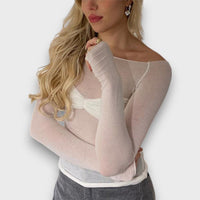 Glea – Transparenter Mesh-Top mit modernem Twist – Weiß