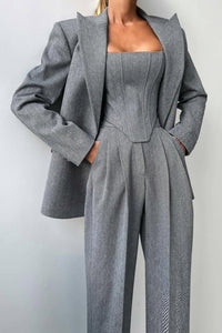 Dolce - Dreiteiliges Set mit Doppeljacke – Grau