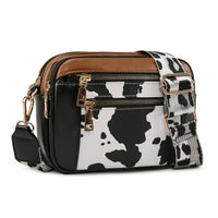 Ayla | Raffinierte PU Leder-Querträgertasche – Schwarz mit Weiß