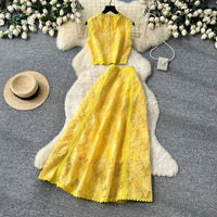 Alessa™ Set aus Floralbesticktem Tüll mit Zarter Eleganz – Gelb