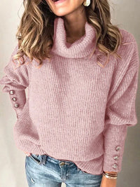 DAME FREIZEIT-MOCK-NECK-PULLOVER | MODERN, BEQUEM, VIELSEITIG – Rosa