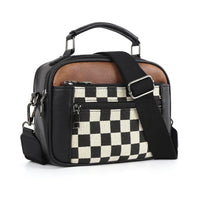 CHESSMATE Schultertasche | Moderner, Kompakter Style mit Schachbrettmuster – Schwarz