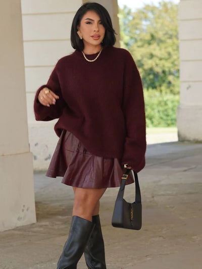Wizese | Chic Strickpullover für Damen mit Rundhalsausschnitt