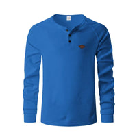 Rafael | Struktur-Henley Herren elegant & alltagstauglich – Blau
