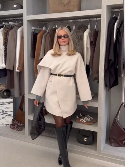 Yasmina | Elegante einfarbige Woll-Capejacken Damen