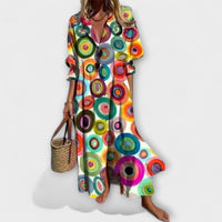 Franziska | Damen Figurschmeichelndes Maxikleid Bauchkaschierung – Maxi Kaschierend 2026 – Regenbogen