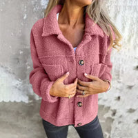 Tirina - Teddyjacke mit Knopfverschluss – Rosa