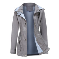 Übergangsjacke für Damen - Leichte wasserdichte Regenjacke mit Kapuze – Grau