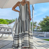 Damen Bedruckt Maxi Sommerkleid – Grau
