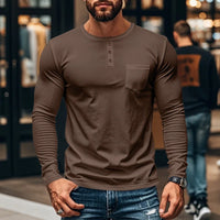 Northline™ Langarmshirt Mit Henley-Kragen und Figurbetonter Passform – Braun