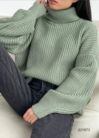 Reilaris | Damen Warmer Strickpullover für Herbst und Winter – Hellgrün
