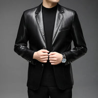 Mikkel™ Lederjacke im Blazer-Stil aus Premium-Leder mit minimalistischem Design – Schwarz