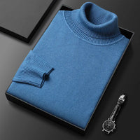 Leichter Sommer-Rollkragenpullover für Herren - Moderner Pullover für warme Tage – Blau