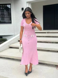 Stylische und Elastische Sommerkleid für Jeden Anlass – Rosa