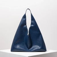Lior | Leather Woven Shoulder Bag – Blau